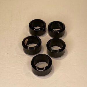 Set of Five AUDREY Black Plastic Napkin Rings Round With Beveled Edge